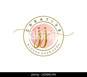 JJ logo féminin beauté monogramme et élégant logo design, écriture logo de la signature initiale, mariage, mode, floral et botanique avec la création Illustration de Vecteur