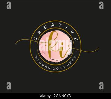 KI féminine logo beauté monogramme et élégant logo design, écriture logo de la signature initiale, mariage, mode, floral et botanique avec la création Illustration de Vecteur