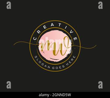 MV logo féminin beauté monogramme et élégant logo design, écriture logo de la signature initiale, mariage, mode, floral et botanique avec la création Illustration de Vecteur