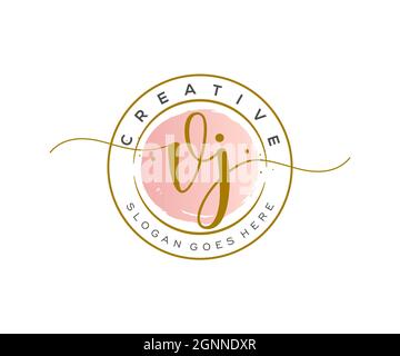 VJ logo féminin beauté monogramme et élégant logo design, écriture logo de la signature initiale, mariage, mode, floral et botanique avec la création Illustration de Vecteur