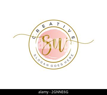 Su logo féminin beauté monogramme et élégant logo design, écriture logo de la signature initiale, mariage, mode, floral et botanique avec la création Illustration de Vecteur