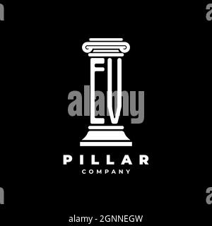 EV monogramme logo lettre piliers forme avocat style vecteur, entreprise d'avocats isolé dans fond noir Illustration de Vecteur