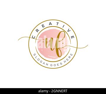 UF logo féminin beauté monogramme et élégant logo design, écriture logo de la signature initiale, mariage, mode, floral et botanique avec la création Illustration de Vecteur