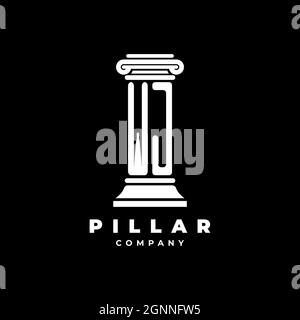 WJ Monogram logo lettre piliers forme avocat style vecteur, compagnie d'avocats isolé dans fond noir Illustration de Vecteur