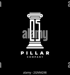 QS Monogram logo lettre piliers forme avocat style vecteur, société d'avocats isolé dans fond noir Illustration de Vecteur
