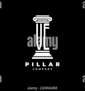 VE Monogram logo lettre piliers forme avocat style vecteur, société d'avocats isolé dans fond noir Illustration de Vecteur