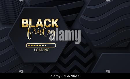 Fond de la barre de chargement du vendredi noir, modèle de conception d'affiche de bannière. Barre de chargement en cours. Solde du Vendredi fou. Illustration vectorielle. Illustration de Vecteur