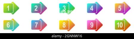 Numéroter les points 1 à 10. Jeu de marqueurs colorés. Illustration vectorielle. Puces géométriques. Illustration de Vecteur