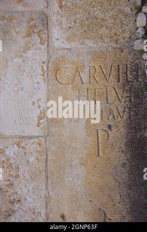 Corfinio - Abruzzo - San Pelino complexe de la cathédrale, anciens écrits religieux en latin Banque D'Images