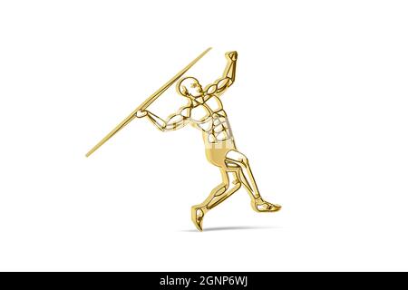 Golden 3d javelin lancer icône isolée sur fond blanc - rendu 3D Banque D'Images