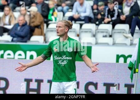 Viborg, Danemark. 26 septembre 2021. Christian Sorensen (7) de Viborg FF vu pendant le match 3F Superliga entre Viborg FF et Odense Boldklub à l'Energy Viborg Arena de Viborg. (Crédit photo : Gonzales photo/Alamy Live News Banque D'Images