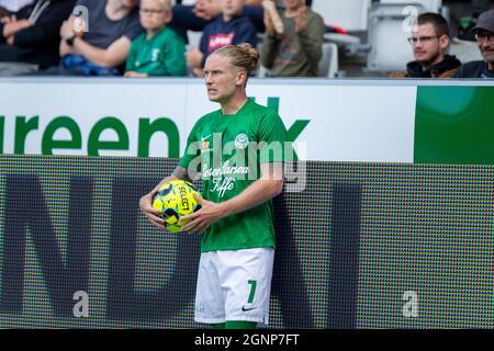 Viborg, Danemark. 26 septembre 2021. Christian Sorensen (7) de Viborg FF vu pendant le match 3F Superliga entre Viborg FF et Odense Boldklub à l'Energy Viborg Arena de Viborg. (Crédit photo : Gonzales photo/Alamy Live News Banque D'Images