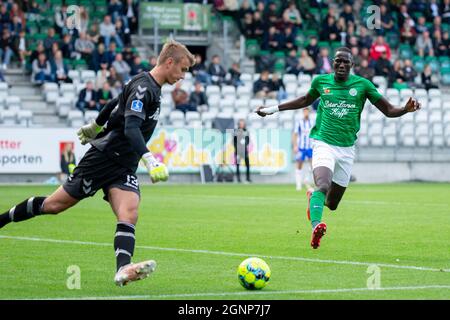 Viborg, Danemark. 26 septembre 2021. Alassana Jatta (12) de Viborg FF vu pendant le match 3F Superliga entre Viborg FF et Odense Boldklub à l'Energy Viborg Arena de Viborg. (Crédit photo : Gonzales photo/Alamy Live News Banque D'Images