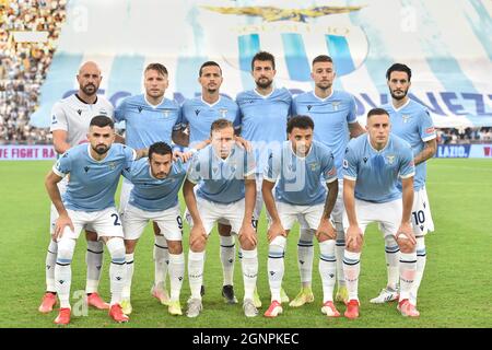 Roma, Italie. 26 septembre 2021. Pepe Reina de SS Lazio, Ciro immobile de SS Lazio, Luiz Felipe de SS Lazio, Francesco Acerbi de SS Lazio, Sergej Milinkovic-Savic de SS Lazio, Luis Alberto de SS Lazio, Elseid Hysaj de SS Lazio, Pedro Rodriguez Ledesma de SS Lazio, Lucas Leiva de SS Lazio, Felipe Anderson de SS Lazio, Adam Marusic de SS Lazio pendant la série Un match de football entre SS Lazio et AS Roma calcio au stade Olimpico à Rome (Italie), le 26 septembre 2021. Photo Antonietta Baldassarre/Insidefoto Credit: Insidefoto srl/Alay Live News Banque D'Images