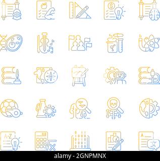 Ensemble d'icônes de vecteur linéaire de gradient pour les sujets d'école Illustration de Vecteur