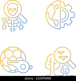 Variété de sujets d'école gradient vecteur linéaire icônes ensemble Illustration de Vecteur