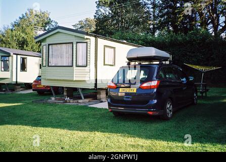 Caravane statique au camping Karrageen, Hope Cove, Devon, Angleterre, Royaume-Uni. Banque D'Images