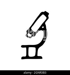 Microscope de style doodle dessiné à la main en vecteur. Illustration isolée sur fond blanc. Pour le design intérieur, le papier peint, l'emballage, l'affiche Illustration de Vecteur