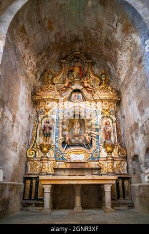 Autel à Monestir de Santa Maria de Santes Creus, abbaye cistercienne, monastère, église, Santes Creus, Aiguamurcia Tarragone, Catalogne, Espagne, Europe. Banque D'Images