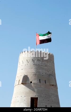 Fort Al Jazirah al Hamra. Heritage Old Village Emirats Arabes Unis. Banque D'Images