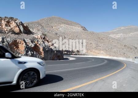 Desert Road à Jebel JAIS Mountain. Émirats arabes Unis. Banque D'Images