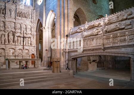 Abbaye royale de Monasteri de Santa Maria de Poblet, les tombes royales de Poblet abritent les vestiges de Jacques I le Conquérant, Martin I l'Homme, Pierre III Banque D'Images