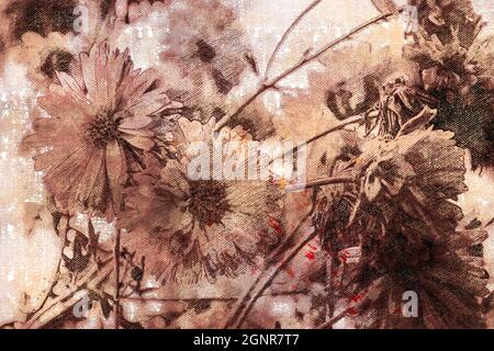 Bouquet de fleurs marron. Gerbera fleurs. Arrière-plan décoratif. Floristics. Banque D'Images