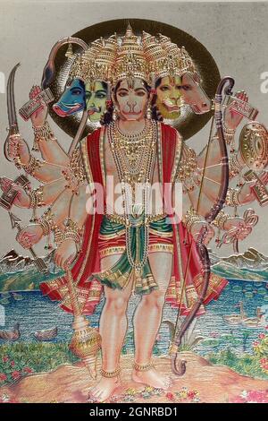 Hanuman, le Dieu singe dans la mythologie hindoue. Banque D'Images