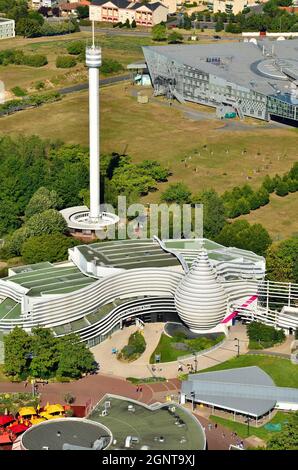 France, Vienne (86), Poitiers, le Futuroscope, parc à thème de l'architecture Denis Laming (vue aérienne) // France, Vienne, Poitiers, Futuroscope Banque D'Images