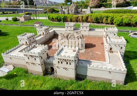 Une réplique de Hattusa (civilisation hittite) dans le Musée Miniaturk, Istanbul, Turquie. Banque D'Images