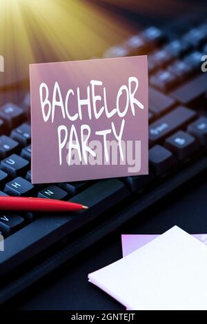 Affiche présentant une partie Bachelor. Aperçu des affaires partie donnée pour un homme qui est sur le point de se marier Stag Night développer de nouveaux codes de programme antivirus Banque D'Images