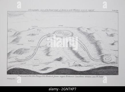 Le complexe Great Stone Serpent Etching Avebury de William Stukeley Banque D'Images