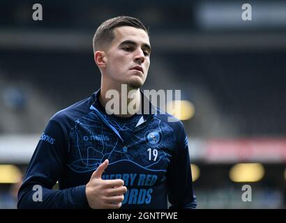 MILTON KEYNES, ANGLETERRE - 25 SEPTEMBRE 2021 : Ais Mehmeti de Wycombe photographié avant le match 2021/22 de la Ligue FEL SkyBet une semaine d'allumettes 9 entre MK dons FC et Wycombe Wanderers FC au stade MK. Copyright: Cosmin Iftode/Picstaff Banque D'Images