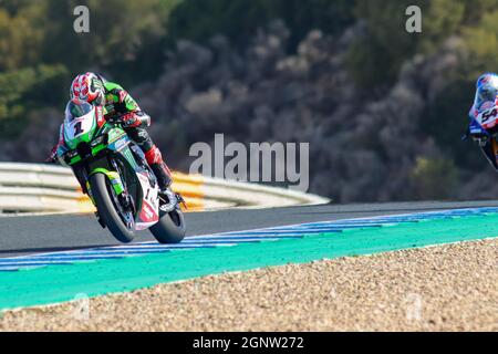 WSBK 2021 Superbike, # 1 Jonathan Rea à la course et à la grille Banque D'Images