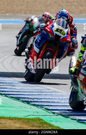 WSBK 2021 Superbike, 2e course #19 Alvaro Bautista sur la course Banque D'Images