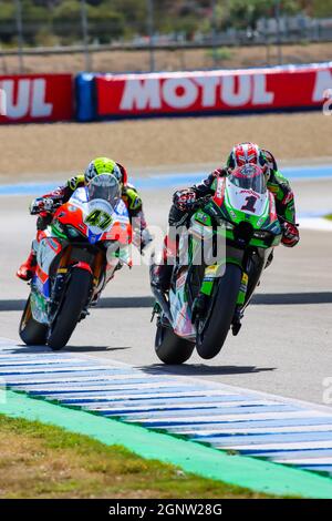 WSBK 2021 Superbike, 2e course n°1 Jonathan Rea sur la course Banque D'Images