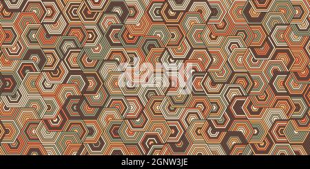 Motif géométrique abstrait rétro avec forme polygonale se chevauchant style d'arrière-plan vintage Illustration de Vecteur