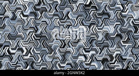 Motif géométrique abstrait avec rayures lignes ondulées forme polygonale fond bleu foncé Illustration de Vecteur
