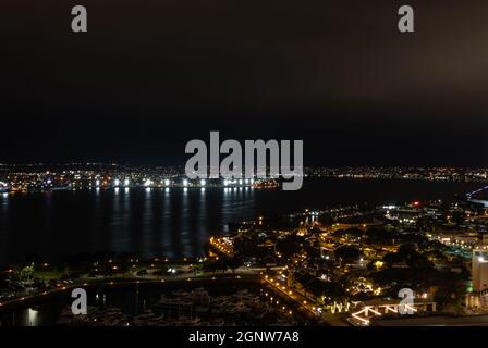 Vue panoramique panoramique de la baie de San Diego la nuit, Californie du Sud Banque D'Images