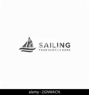 Design minimaliste DU logo BATEAU À VOILE Going FAST Illustration de Vecteur