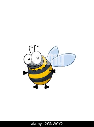 Mignon dessin animé insectes insecte mouche insecte miel abeille bourdon libellule papillon insectes isolés sur fond blanc Banque D'Images