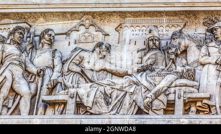 Décès Revlution générale Marceau Statue Sculpture Arc de Triomphe place Charles de Gaulle Paris France. Créé en 1836 Monument aux soldats mort Revlutio Banque D'Images