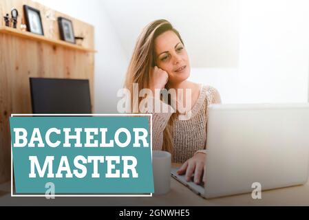 Écriture affichant le texte Bachelor Master. Concept signifiant un diplôme d'études supérieures complété après le baccalauréat est un diplôme social Media Influencer création Banque D'Images