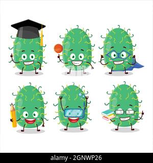 Élève d'école de personnage de dessin animé de virus zygote avec diverses expressions Illustration de Vecteur