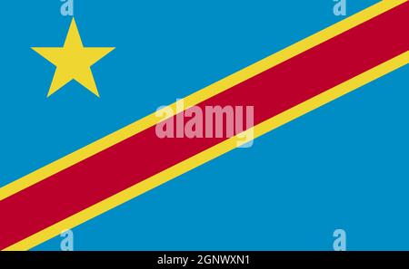 Drapeau national de la République démocratique du Congo dans des proportions exactes - illustration vectorielle Banque D'Images