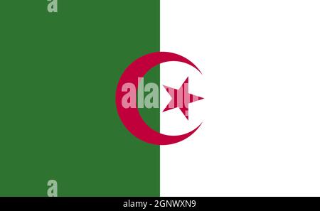 Drapeau national de l'Algérie en proportions exactes - illustration vectorielle Banque D'Images