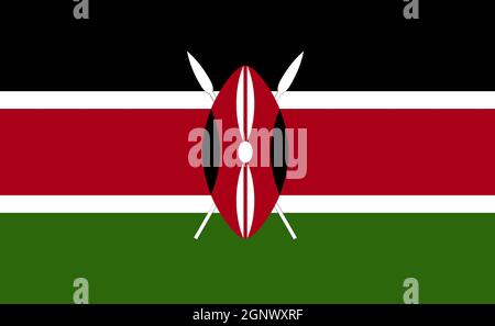 Drapeau national du Kenya en proportions exactes - illustration vectorielle Banque D'Images