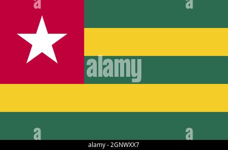 Drapeau national du Togo en proportions exactes - illustration vectorielle Banque D'Images