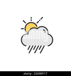 Pluie, nuage et soleil. Icône de couleur remplie. Illustration du vecteur météo Illustration de Vecteur