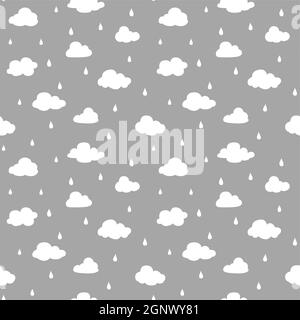 Motif nuages et pluie sans coutures Illustration de Vecteur